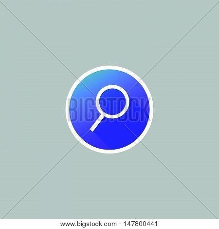 Modern Magnifier Glass or Seach Icon with Long Shadow