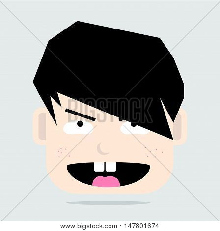 Simple Cartoon Face of Pervert Cute Boy
