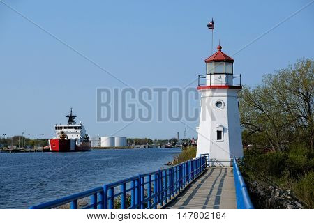 Cheboygan Crib Light, built in 1884, Lake Huron, Michigan, USA
