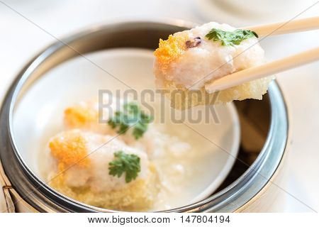 Shrimp Ball with fish maw Chinese dim sum groumet cuisine