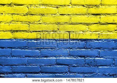 Flag Of Latacunga, Ecuador, Painted On Brick Wall