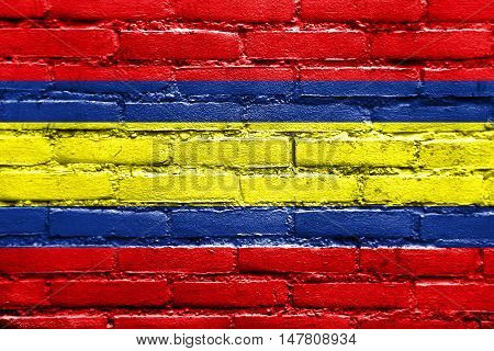 Flag Of Loja, Capital Of Loja Province, Ecuador, Painted On Brick Wall