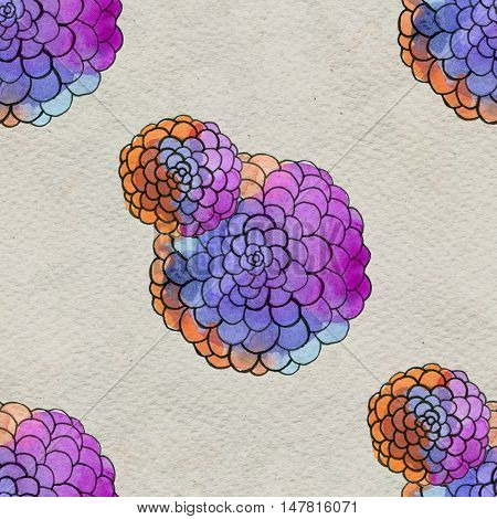 Seamless floral pattern with asters and daisy flowers. Floral watercolor background.