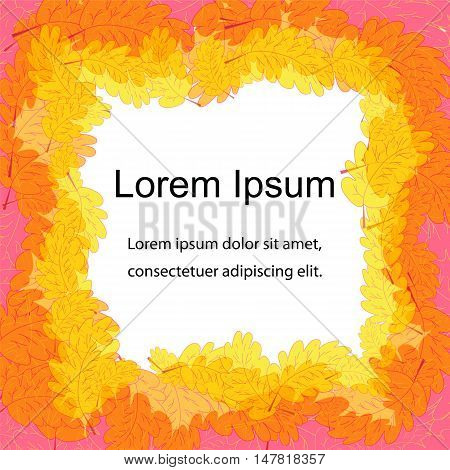 Frame of Autumn Leaves. Transparent Abstract Background.  Template for Fliers, Banners, Badges, Posters, Stickers and Advertising Actions. Abstract Background. Vector Illustration.