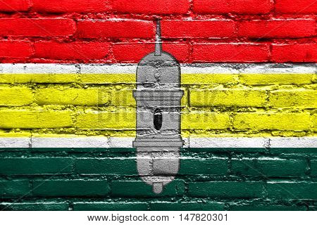 Flag Of Macapa, Amapa, Brazil, Painted On Brick Wall