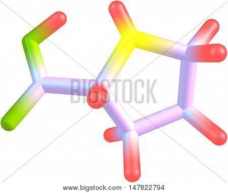 Proline is an alpha-amino acid that is used in the biosynthesis of proteins. 3d illustration