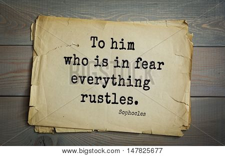 TOP-150. Sophocles (Athenian playwright, tragedian) quote.To him who is in fear everything rustles.