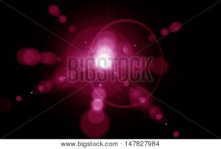 Digital lens flare in black background horizontal frame warm and abstract background