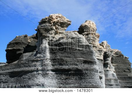 Badlands Ferrain Horizontal Strata Eroded By Wind