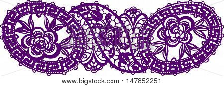 Antique Swiss embroidery design  no. 001 in eggplant looks like beautiful lace