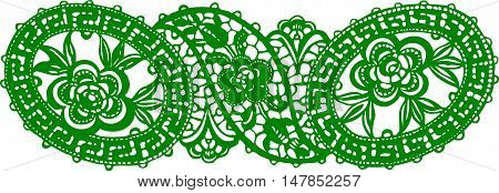 Antique Swiss embroidery design no. 001  in green looks like beautiful lace