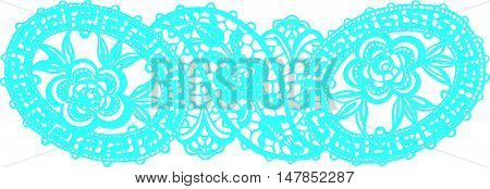 Antique Swiss embroidery design no. 001 in turquoise looks like beautiful lace