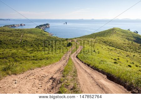 Way downhill to the sea. The Sea of Japan