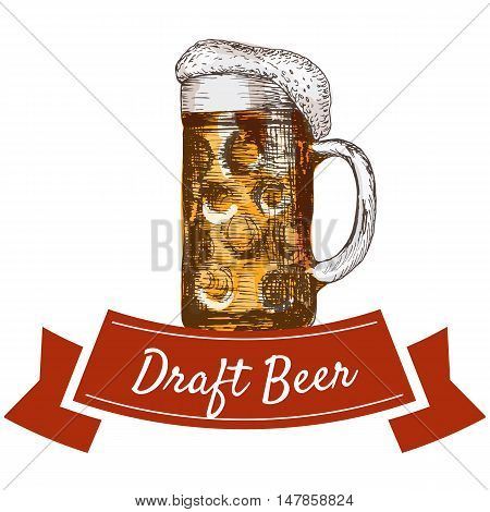 Draft beer illustration. Vector colorful illustration of draft beer.