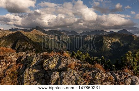 Beautiful panorama of the mountains. Tatry. Poland