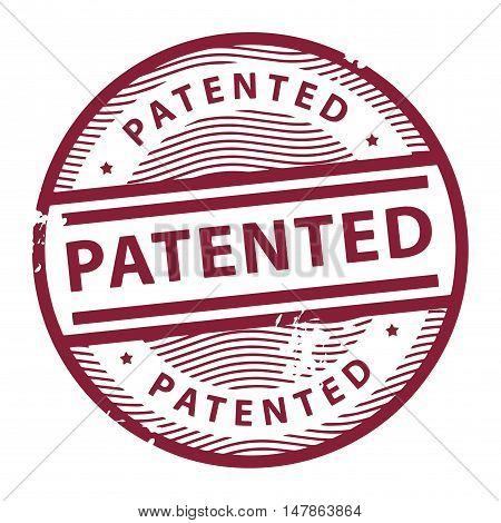 Grunge rubber stamp with the text Patented written inside the stamp, vector illustration