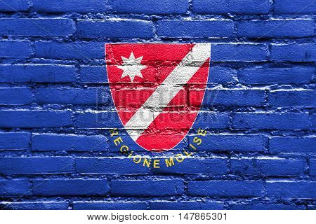 Flag Of Molise Region, Italy, Painted On Brick Wall