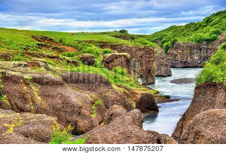 Bruarhlod Canyon of the Hvita river near Gullfoss Waterfall in Iceland