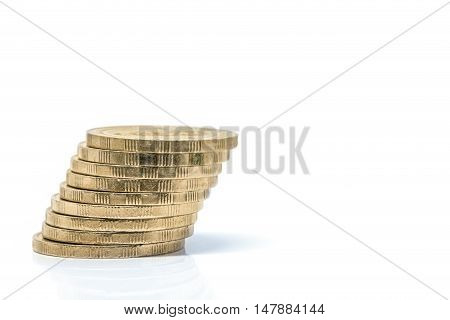 Coin Currency THB White background closeup asian