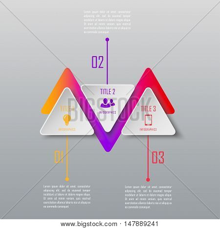 Three steps infographics. Infographic timeline template can be used for chart, diagram, web design, workflow layout