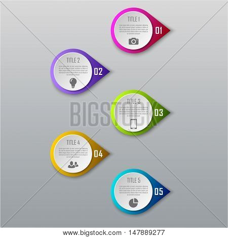 Infographic business concept with 5 options, parts, steps. Vector Infographic can be used for diagram, number options, web design, chart