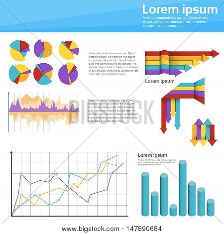 Graph Set Finance Diagram Infographic Icon Financial Business Chart Flat Vector Illustration