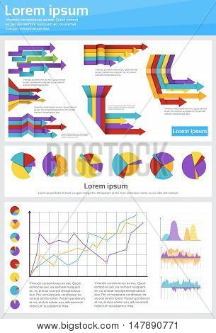 Graph Set Finance Diagram Infographic Icon Financial Business Chart Flat Vector Illustration