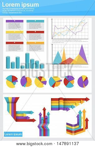 Graph Set Finance Diagram Infographic Icon Financial Business Chart Flat Vector Illustration