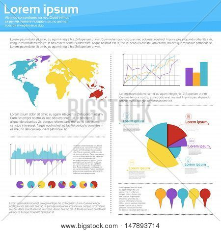 Graph Set Finance Diagram Infographic Icon Financial Business Chart Flat Vector Illustration