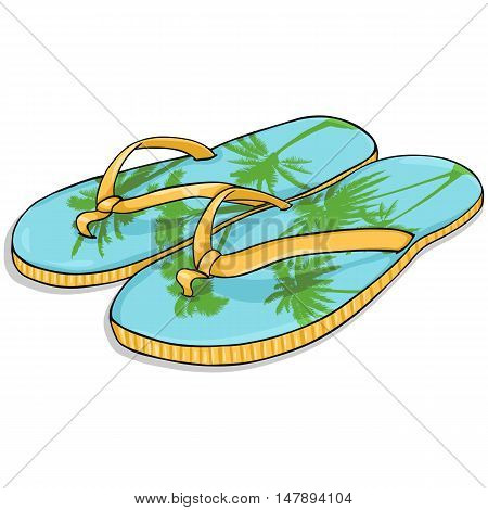 Vector Cartoon Blue-yellow Beach Slippers