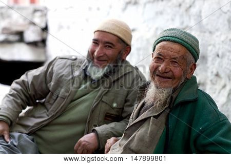 TURTUK, INDIA - JUNE 13: Balti men poses for a photo in Turtuk Village, Ladakh, India