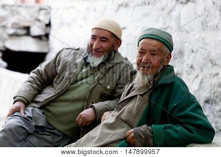 TURTUK, INDIA - JUNE 13: Balti men poses for a photo on June 13, 2012 in Turtuk Village, Ladakh, India