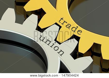 trade union concept on the gearwheels 3D rendering