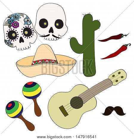 Mexico set. Collection of Cinco de Mayo design elements vector illustration