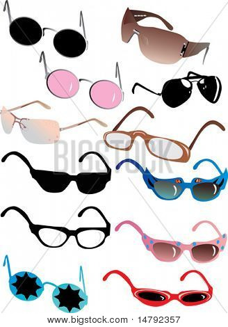 illustrazione con occhiali collction isolata on white background