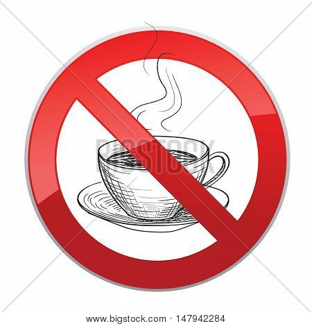 Drinks are not allowed. No coffee cup icon. Hot drinks symbol. Take away or take-out tea beverage sign.