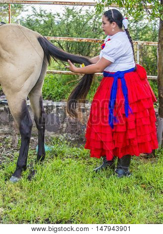 GUADALAJARA MEXICO - SEP 01 : Charra participates at the 23rd International Mariachi & Charros festival in Guadalajara Mexico on September 01 2016.