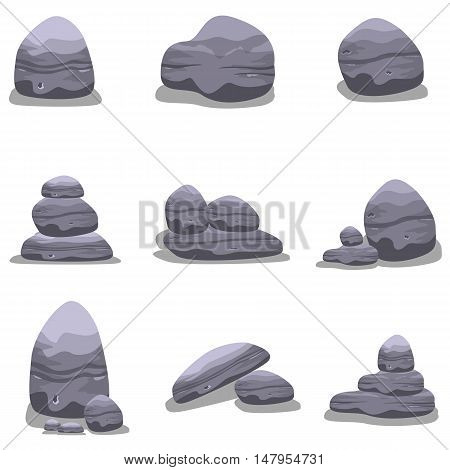 Rock stone set cartoon vector art collection stock