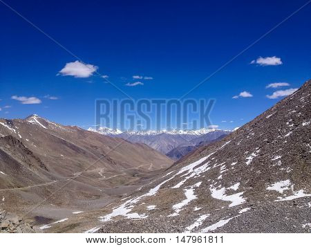 Khardungla top highest motorable road in the world 18380 feet Leh Ladakh Jammu and Kashmir India