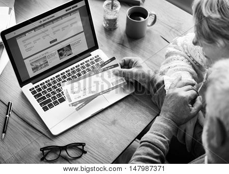 Senior Couple Travel Flight Ticket Leisure Trip Concept