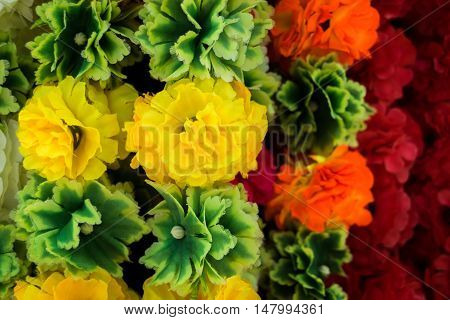 colorful artificial plastic flower decoration for display