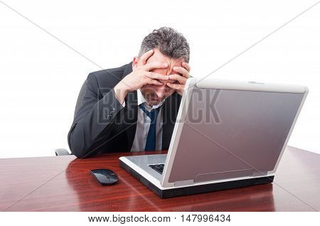 Man At Office Being Very Tired Or Sick