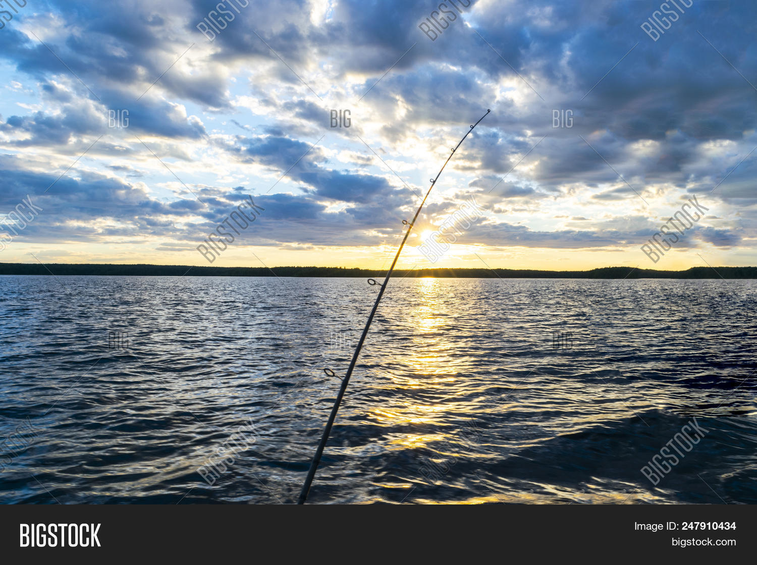 Fishing Rod Silhouette Image Photo Free Trial Bigstock