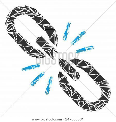 Break Chain Link Collage Of Triangle Items In Variable Sizes And Shapes. Vector Triangles Are Compos