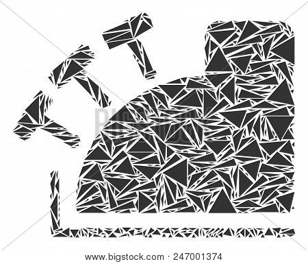 Cash Register Collage Of Triangle Items In Variable Sizes And Shapes. Vector Triangles Are Organized