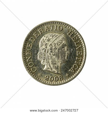 10 Swiss Rappen Coin (2008) Reverse Isolated On White Background