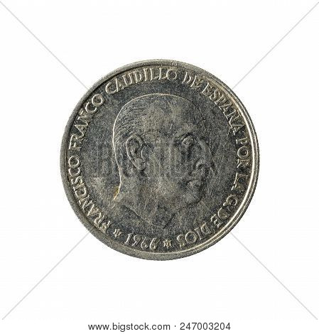 50 Spanish Centimos Coin (1966) Reverse Isolated On White Background