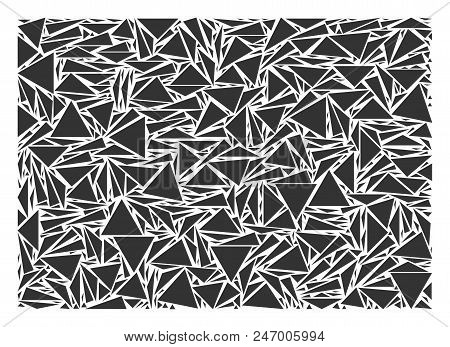 Filled Rectange Collage Of Triangle Items In Variable Sizes And Shapes. Vector Polygons Are Composed
