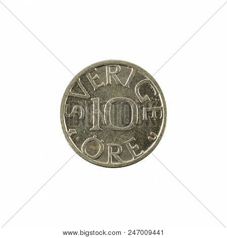 10 Swedish Oere Coin (1983) Obverse Isolated On White Background