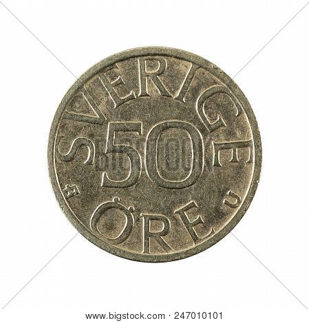 50 Swedish Oere Coin (1978) Obverse Isolated On White Background